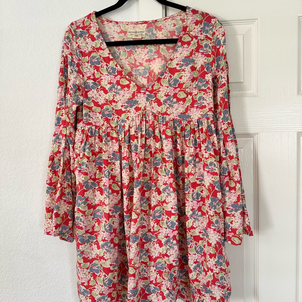 Floral Dress - Red and Blue